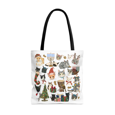 Tabby Trail Holiday Tote Bag