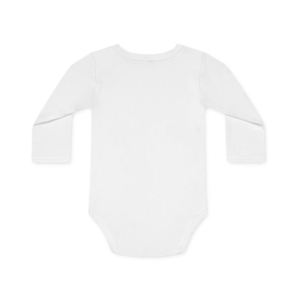 Baby Bodysuit with Red & Blue Skull Art — Edgy Infant Long-Sleeve Organic Onesie