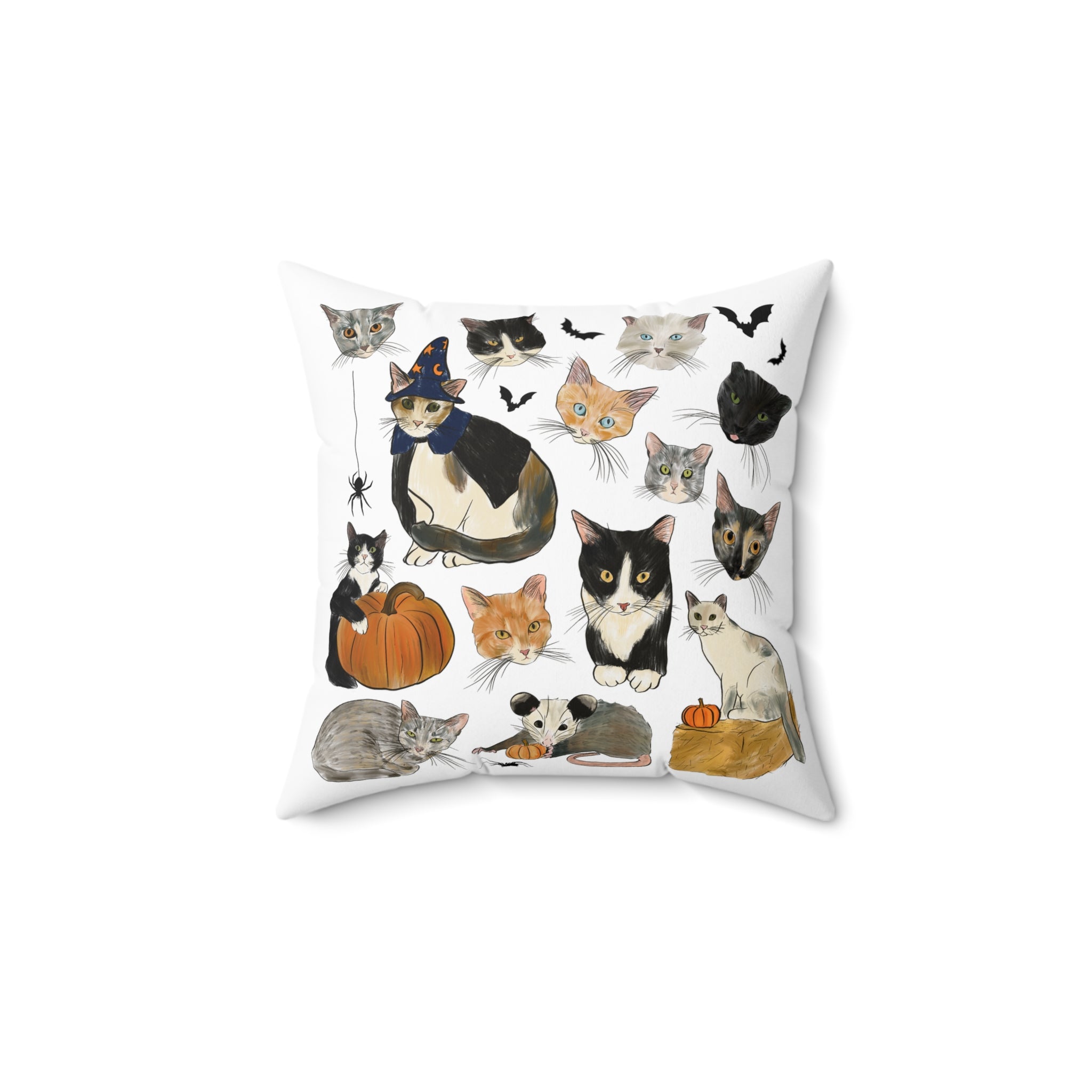 FALL Carolina Street Cats Square Pillow