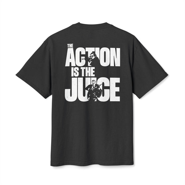 Action Is The Juice Graphic Tee — Motivational Back Print Cotton Shirt