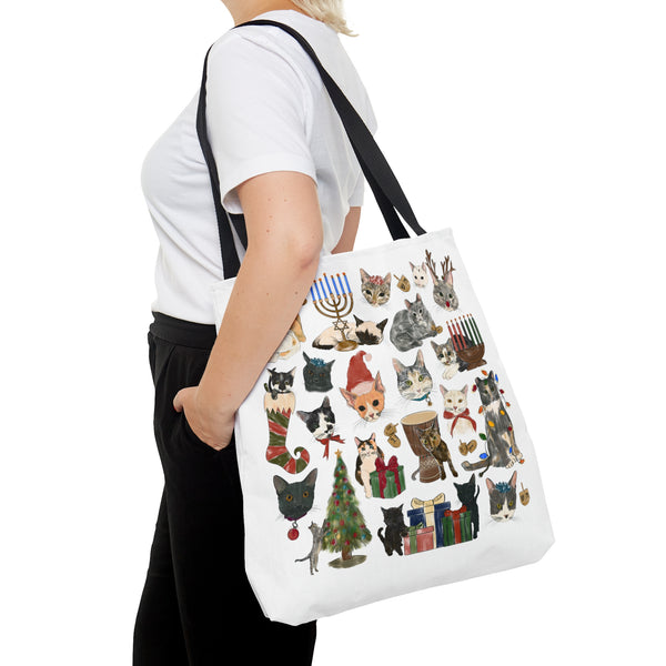 Tabby Trail Holiday Tote Bag