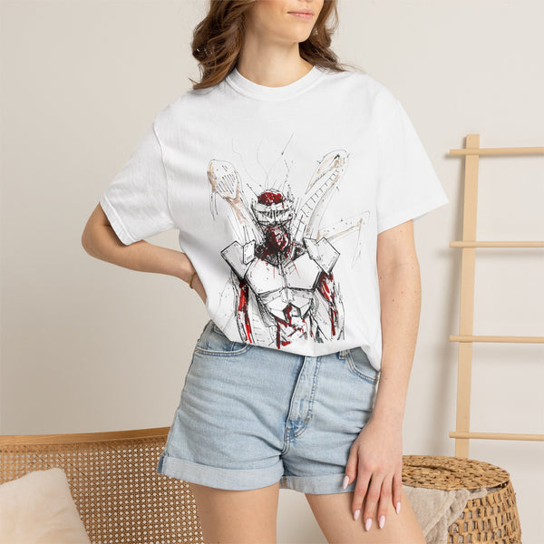 MaxxTEST - Mecha Samurai Sketch Tee — Anime Robot Graphic T-Shirt